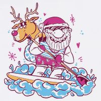Santa Surfing Christmas Holiday Vacation Womens T-Shirt