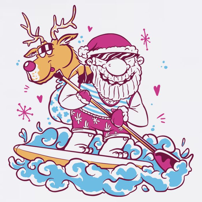 Santa Surfing Christmas Holiday Vacation Womens T-Shirt