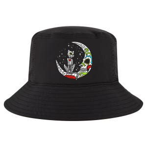 Sugar Skull Cat Moon Dia De Los Muertos Halloween Costume Cool Comfort Performance Bucket Hat