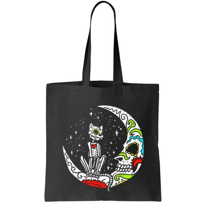 Sugar Skull Cat Moon Dia De Los Muertos Halloween Costume Bag