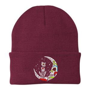 Sugar Skull Cat Moon Dia De Los Muertos Halloween Costume Knit Cap Winter Beanie