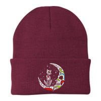 Sugar Skull Cat Moon Dia De Los Muertos Halloween Costume Knit Cap Winter Beanie