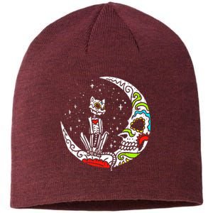 Sugar Skull Cat Moon Dia De Los Muertos Halloween Costume Sustainable Beanie