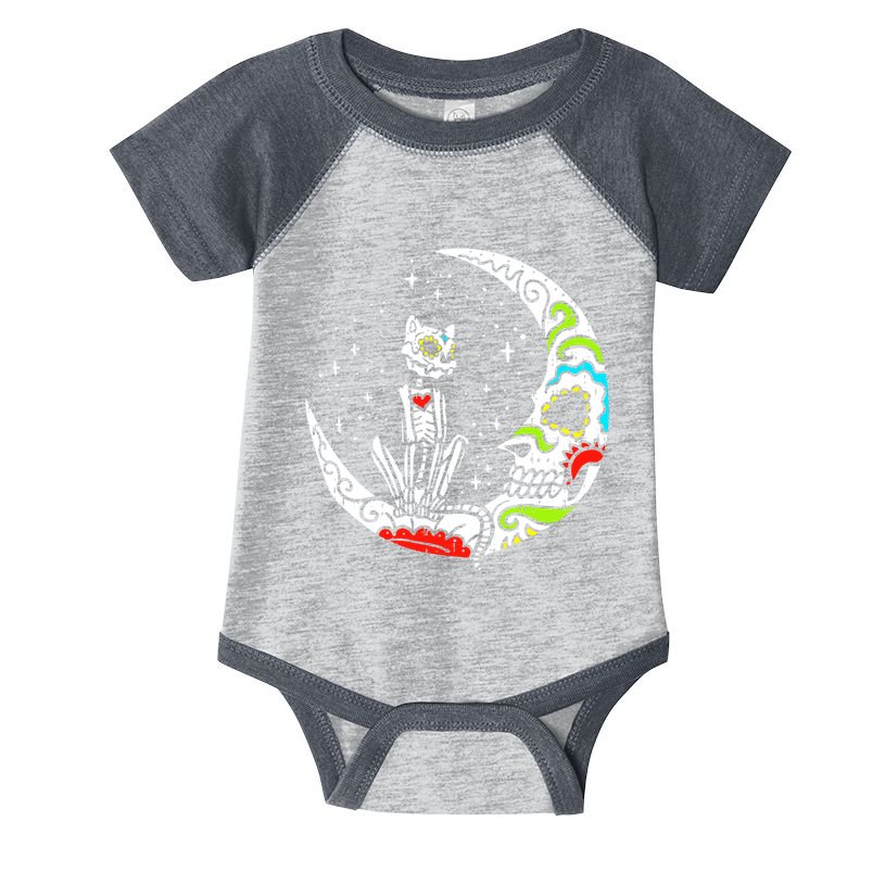 Sugar Skull Cat Moon Dia De Los Muertos Halloween Costume Infant Baby Jersey Bodysuit