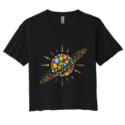 Solar System Colorful Easter Egg Women's Crop Top Tee