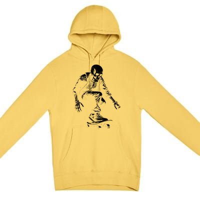 Skeleton Skateboarder Cool Premium Pullover Hoodie