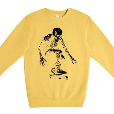 Skeleton Skateboarder Cool Premium Crewneck Sweatshirt