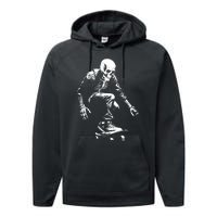 Skeleton Skateboarder Cool Performance Fleece Hoodie