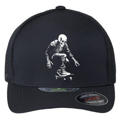 Skeleton Skateboarder Cool Flexfit Unipanel Trucker Cap