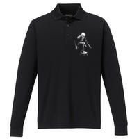 Skeleton Skateboarder Cool Performance Long Sleeve Polo