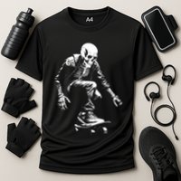 Skeleton Skateboarder Cool Cooling Performance Crew T-Shirt