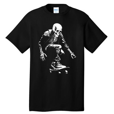 Skeleton Skateboarder Cool Tall T-Shirt