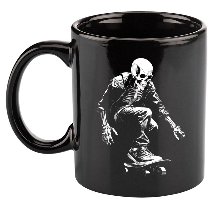 Skeleton Skateboarder Cool 11oz C Handle Ceramic Mug