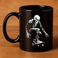 Skeleton Skateboarder Cool 11oz C Handle Ceramic Mug