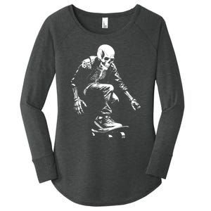 Skeleton Skateboarder Cool Women's Perfect Tri Tunic Long Sleeve Shirt