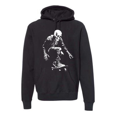 Skeleton Skateboarder Cool Premium Hoodie