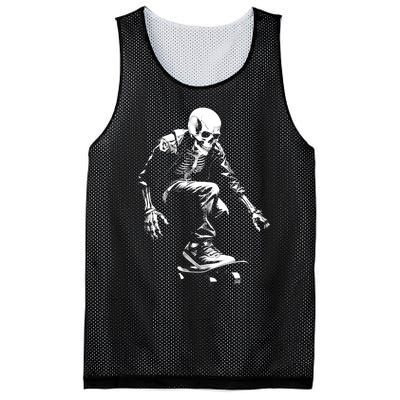 Skeleton Skateboarder Cool Mesh Reversible Basketball Jersey Tank