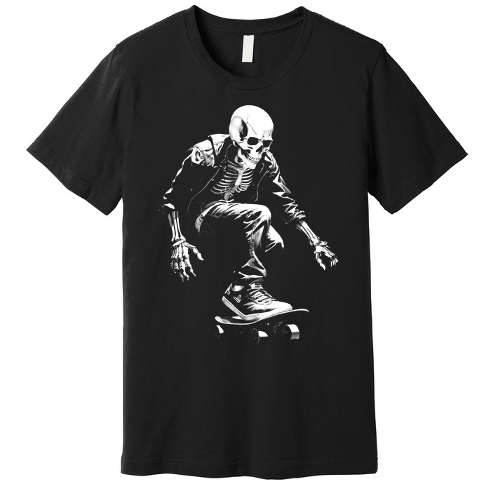 Skeleton Skateboarder Cool Premium T-Shirt