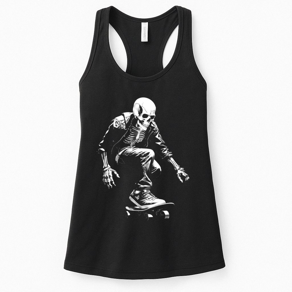 Skeleton Skateboarder Cool Womens Tank Top