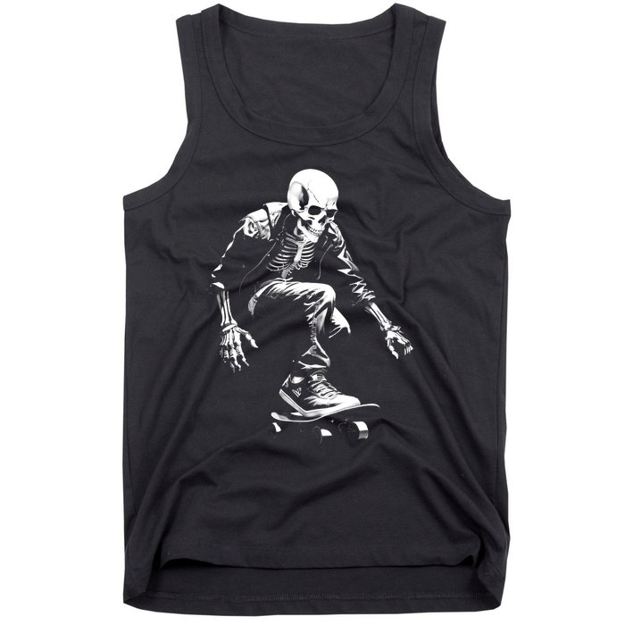 Skeleton Skateboarder Cool Tank Top