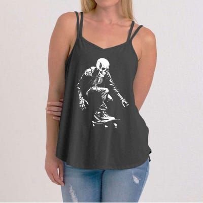 Skeleton Skateboarder Cool Women's Strappy Tank