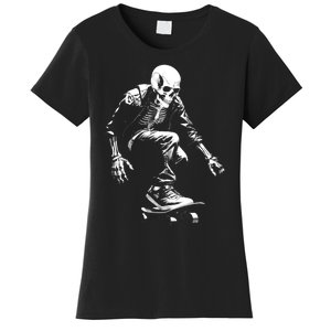 Skeleton Skateboarder Cool Women's T-Shirt