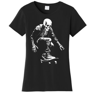 Skeleton Skateboarder Cool Women's T-Shirt