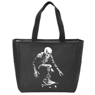 Skeleton Skateboarder Cool Zip Tote Bag