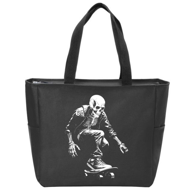 Skeleton Skateboarder Cool Zip Tote Bag