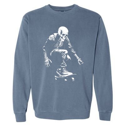 Skeleton Skateboarder Cool Garment-Dyed Sweatshirt