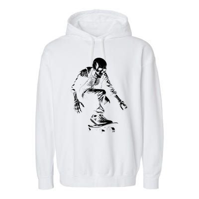 Skeleton Skateboarder Cool Garment-Dyed Fleece Hoodie