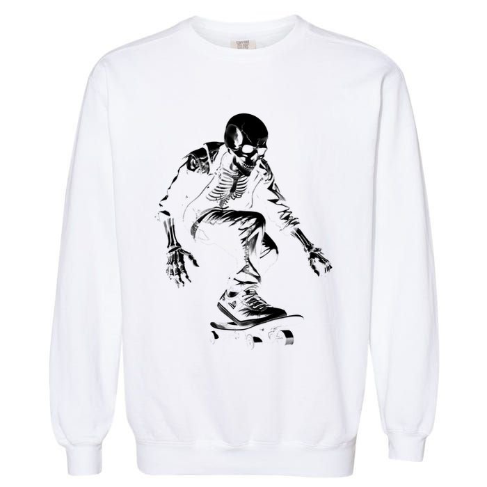 Skeleton Skateboarder Cool Garment-Dyed Sweatshirt