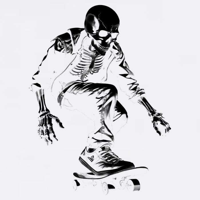 Skeleton Skateboarder Cool Garment-Dyed Sweatshirt