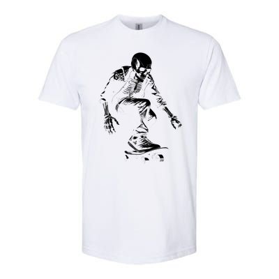 Skeleton Skateboarder Cool Softstyle CVC T-Shirt