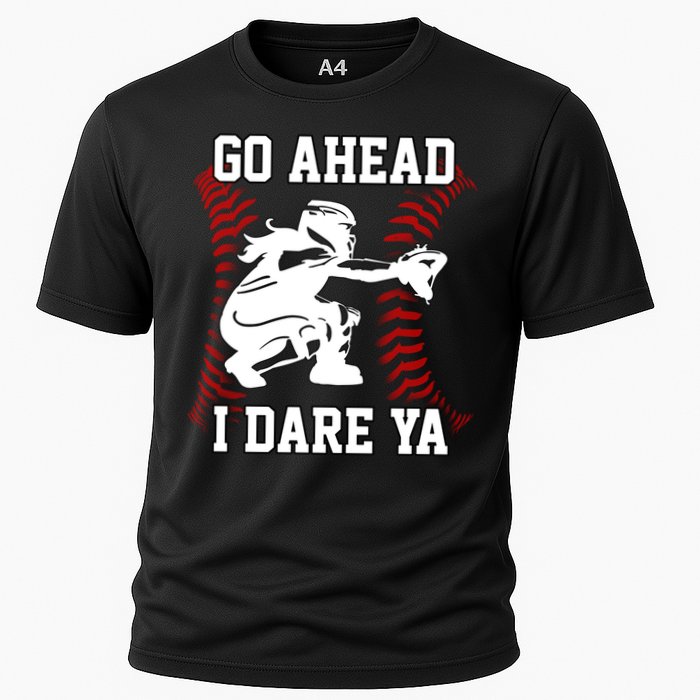 S Softball Catcher Funny N I Dare Ya Gift Cooling Performance Crew T-Shirt