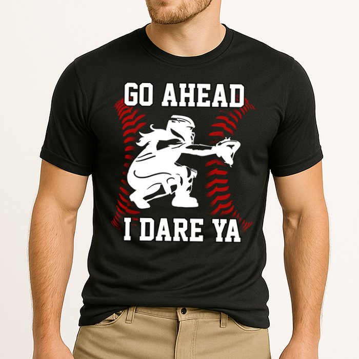 S Softball Catcher Funny N I Dare Ya Gift Cooling Performance Crew T-Shirt