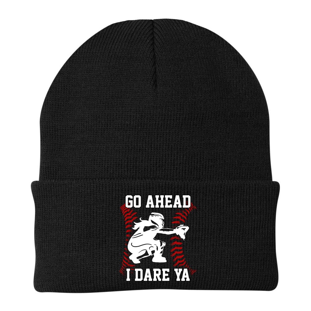 S Softball Catcher Funny N I Dare Ya Gift Beanie