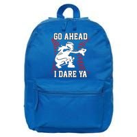 S Softball Catcher Funny N I Dare Ya Gift 16 in Basic Backpack