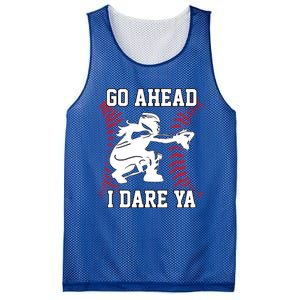 S Softball Catcher Funny N I Dare Ya Gift Mesh Reversible Basketball Jersey Tank