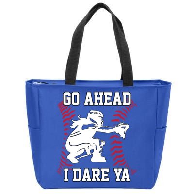 S Softball Catcher Funny N I Dare Ya Gift Zip Tote Bag