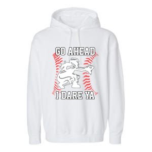 S Softball Catcher Funny N I Dare Ya Gift Garment-Dyed Fleece Hoodie