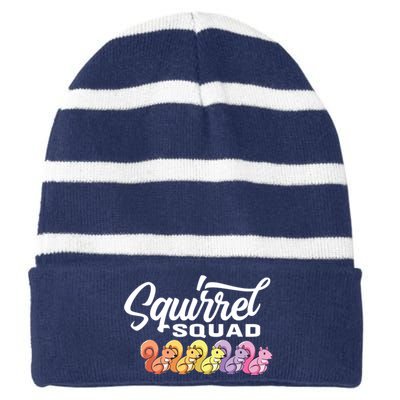 Squirrel Squad Cute Squirrel Striped Beanie with Solid Band