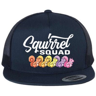 Squirrel Squad Cute Squirrel Flat Bill Trucker Hat