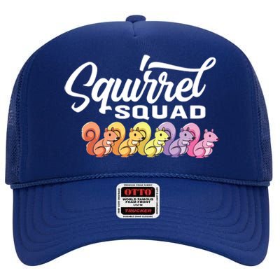 Squirrel Squad Cute Squirrel High Crown Mesh Back Trucker Hat