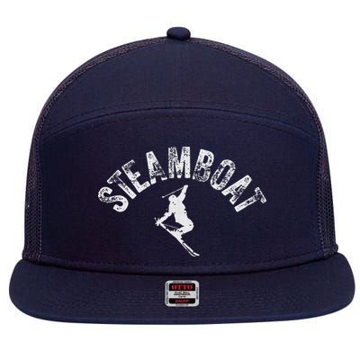 Steamboat Ski Colorado Vintage Skiing Cool Skier CO Winter 7 Panel Mesh Trucker Snapback Hat