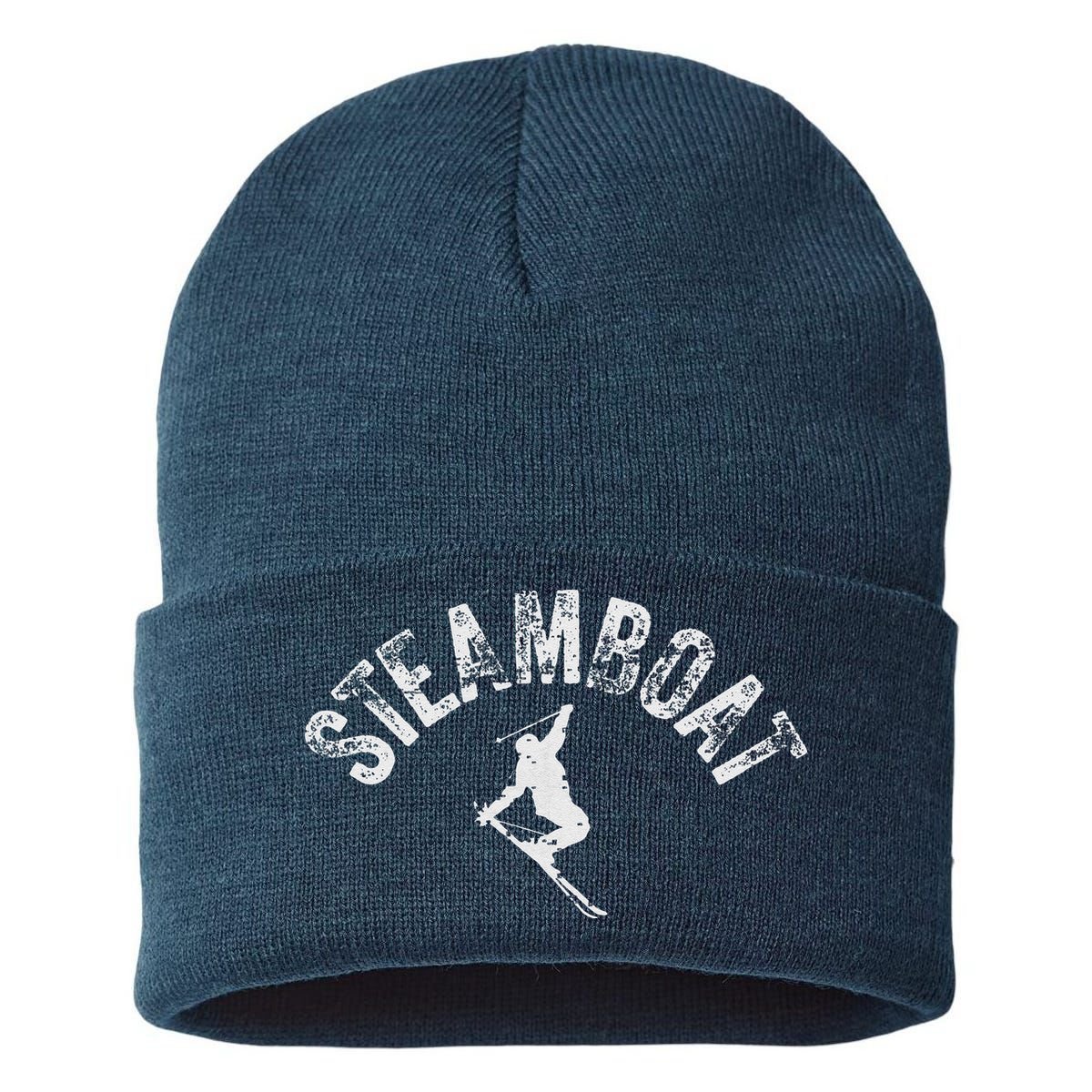 Steamboat Ski Colorado Vintage Skiing Cool Skier CO Winter Sustainable Knit Beanie