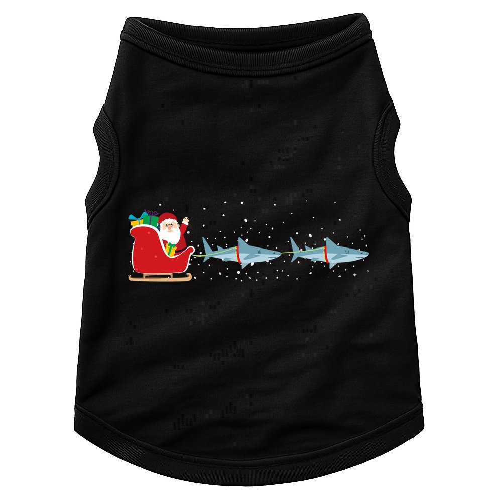 Shark Santa Christmas Sleigh Funny Shark Xmas Gift Doggie Tank