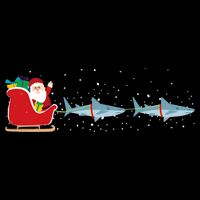 Shark Santa Christmas Sleigh Funny Shark Xmas Gift Drawstring Bag