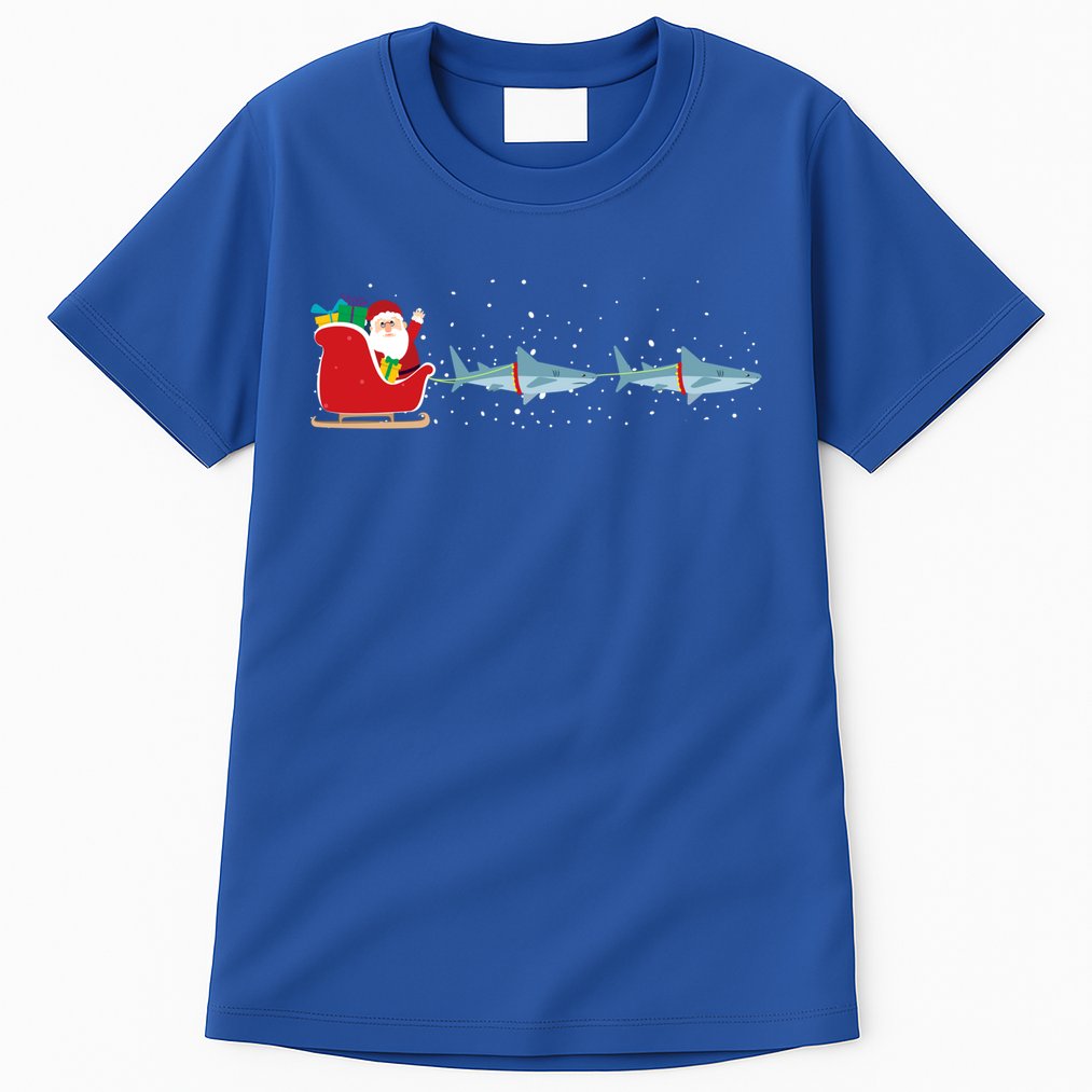 Shark Santa Christmas Sleigh Funny Shark Xmas Gift Tall T-Shirt