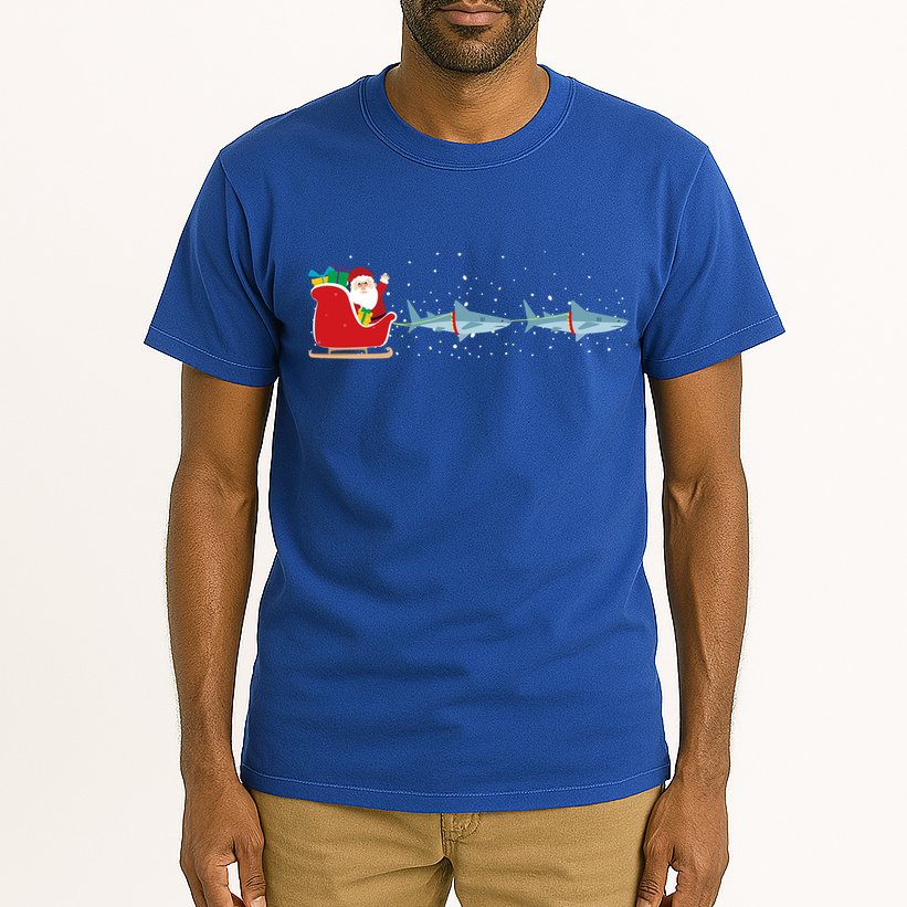 Shark Santa Christmas Sleigh Funny Shark Xmas Gift Tall T-Shirt